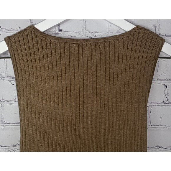 NWT GOOD AMERICAN Womens' Taupe Ribbed Sleeveless Sweater Dress Size 3 $149. - Picture 9 of 9